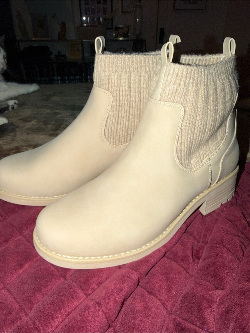 NWT Lane Bryant Knit-Cuff Chelsea Ankle Boots